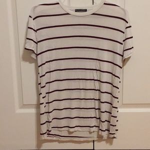 Brandy Melville Maroon Striped Tee